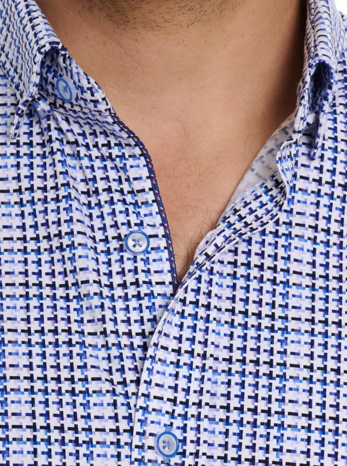 Men Long Sleeve Button Down Shirts Robert Graham RIZZO MOTION LONG SLEEVE KNIT BUTTON DOWN SHIRT Blue