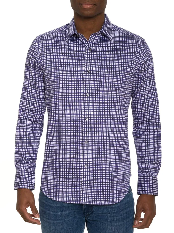 Men Long Sleeve Button Down Shirts Robert Graham TOPKIPI LONG SLEEVE BUTTON DOWN SHIRT Purple