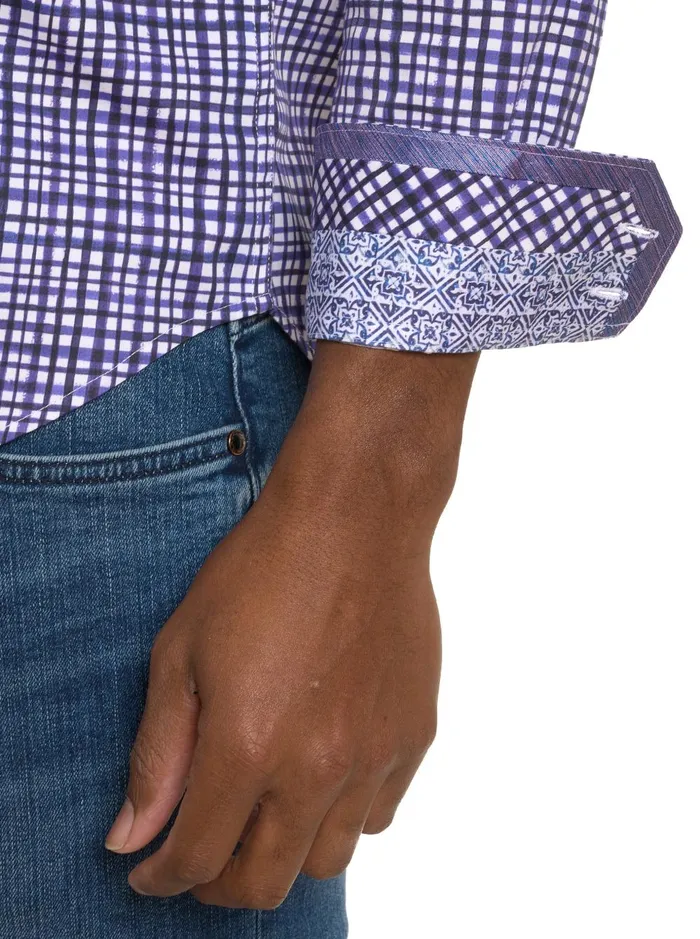 Men Long Sleeve Button Down Shirts Robert Graham TOPKIPI LONG SLEEVE BUTTON DOWN SHIRT Purple