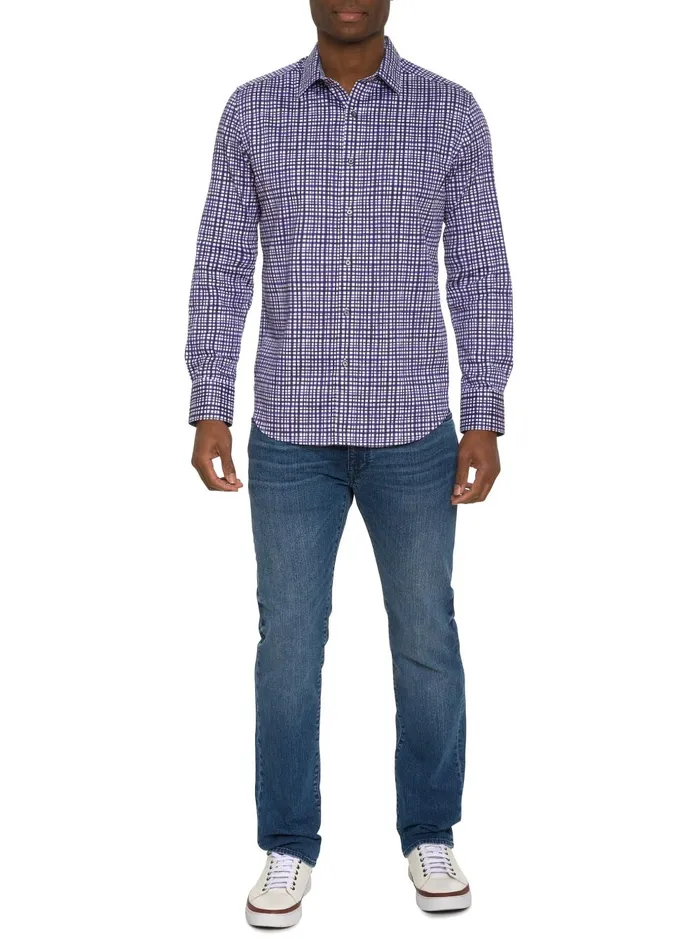 Men Long Sleeve Button Down Shirts Robert Graham TOPKIPI LONG SLEEVE BUTTON DOWN SHIRT Purple