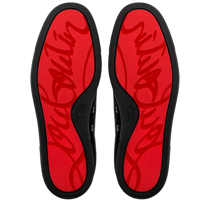 Men Louis Junior Spikes Sneakers 8211 Veau Velours 8211 Black Christian Louboutin Sneakers