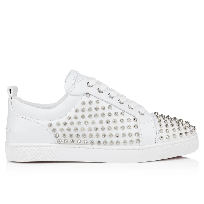Men Louis Spikes Junior Sneakers 8211 Calf Leather And Spikes 8211 White Christian Louboutin Sneakers