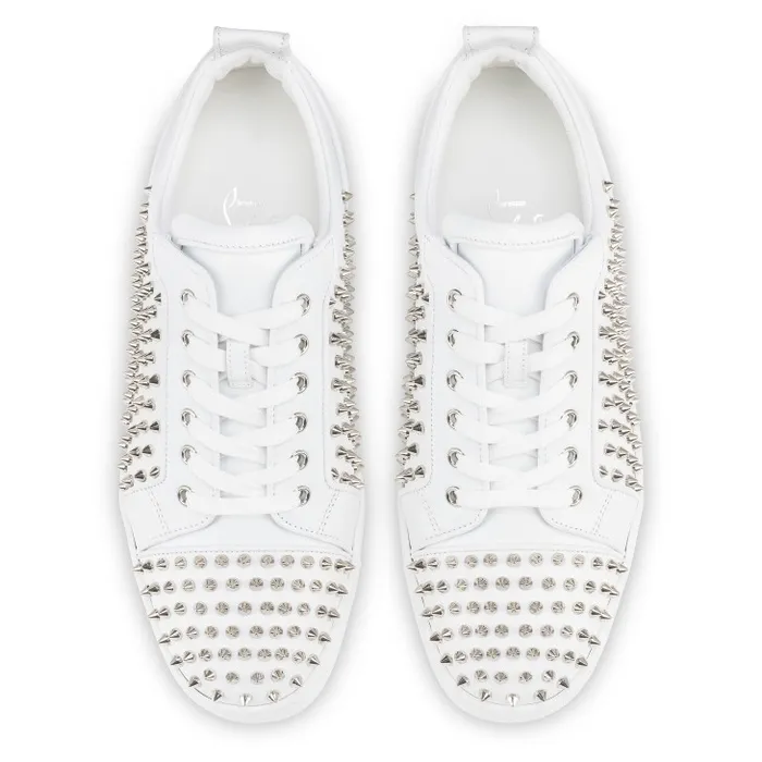Men Louis Spikes Junior Sneakers 8211 Calf Leather And Spikes 8211 White Christian Louboutin Sneakers