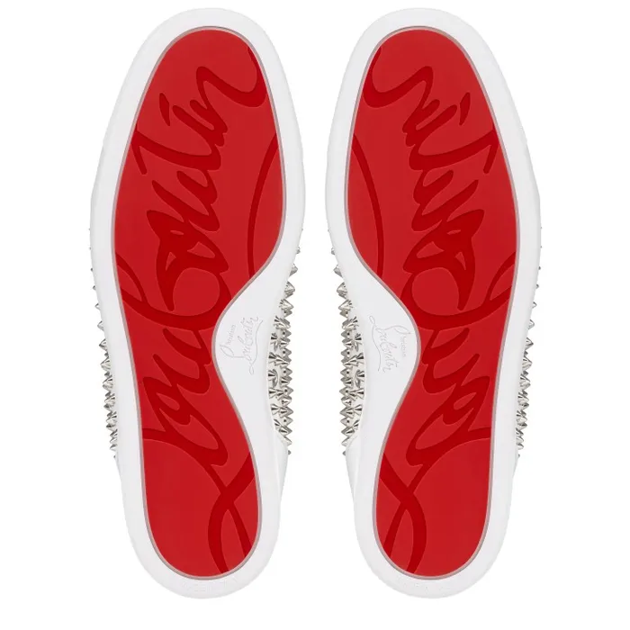 Men Louis Spikes Junior Sneakers 8211 Calf Leather And Spikes 8211 White Christian Louboutin Sneakers