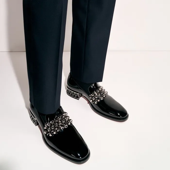 Men Martin On Spikes Loafers 8211 Patent Calf Leather And Spikes 8211 Black Christian Louboutin Loafers and Moccasins