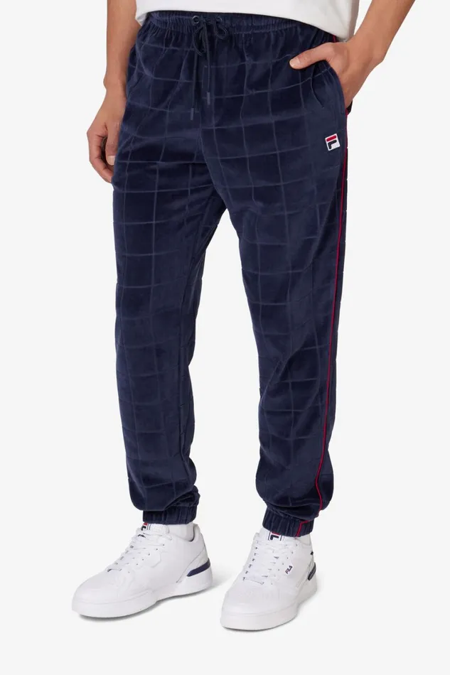 Men Matching Sets Fila Ivy League Velour Track Pant 431 Fila Navyfila Red