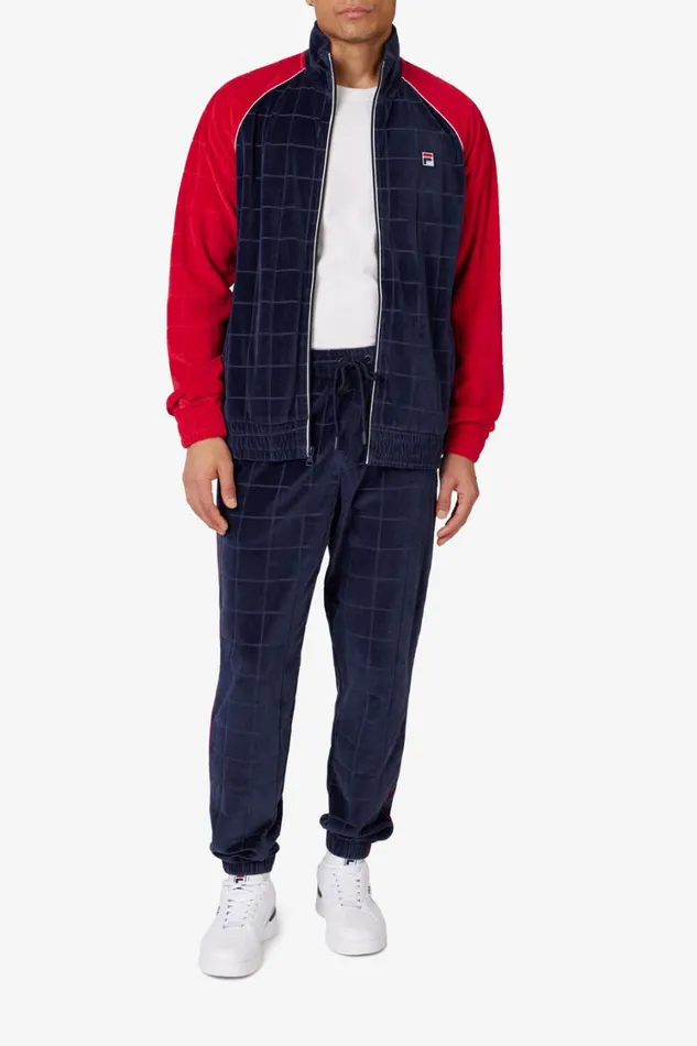 Men Matching Sets Fila Ivy League Velour Track Pant 431 Fila Navyfila Red