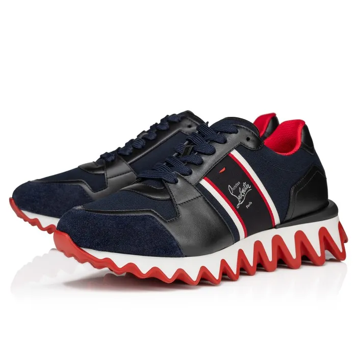 Men Nastroshark Sneakers 8211 Olona Canva And Calf Leather 8211 Navy Christian Louboutin Sneakers