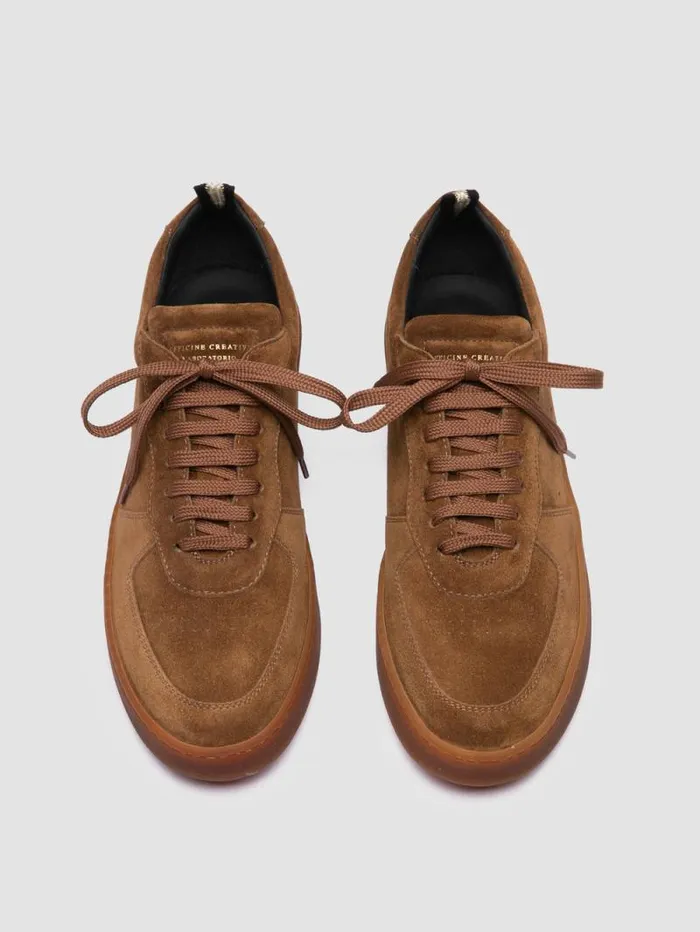 Men Officine Creative Footwear ASSET 001 Light Brown Suede Low Top Sneakers