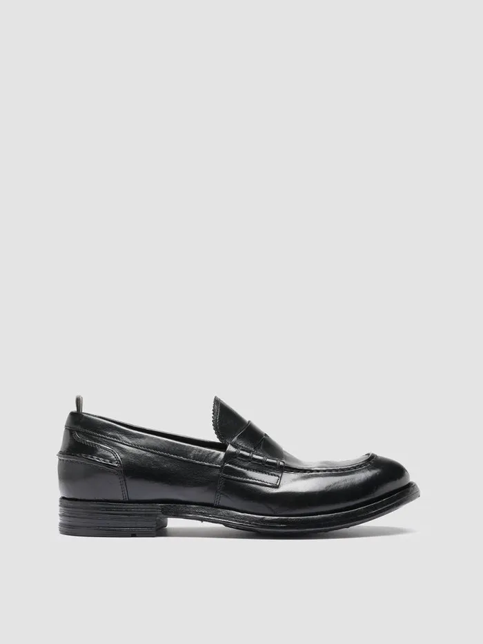 Men Officine Creative Footwear BALANCE 011 Black Leather Penny Loafers