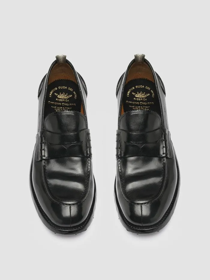 Men Officine Creative Footwear BALANCE 011 Black Leather Penny Loafers