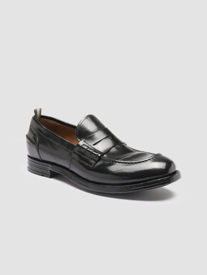 Men Officine Creative Footwear BALANCE 011 Black Leather Penny Loafers