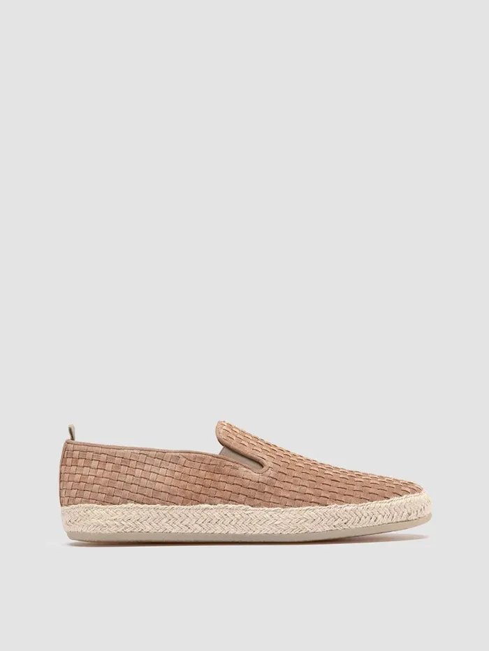 Men Officine Creative Footwear BOWLINE 001 Taupe Woven Espadrille Shoes