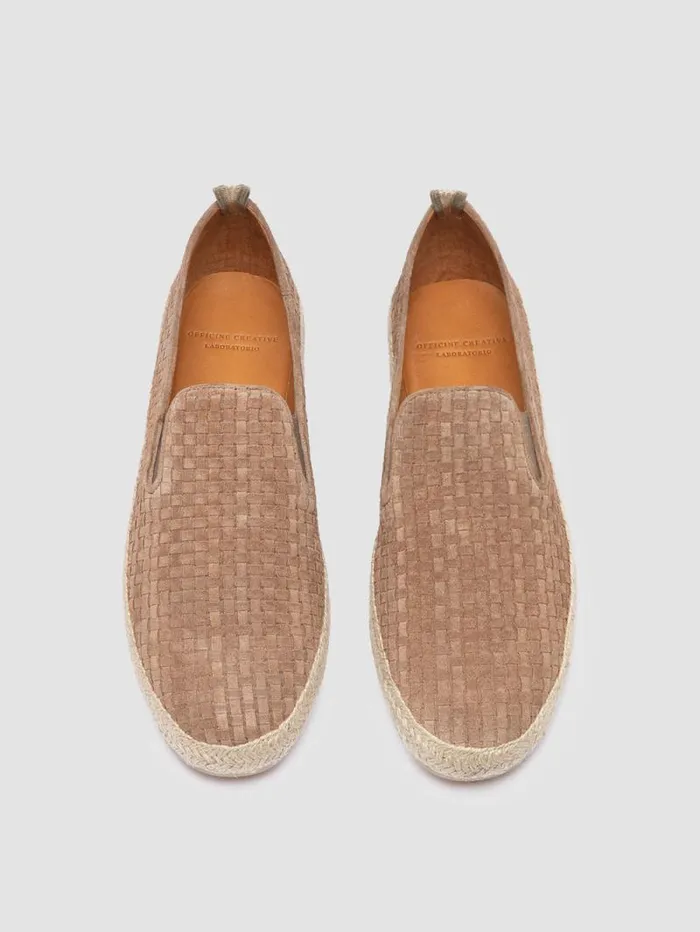 Men Officine Creative Footwear BOWLINE 001 Taupe Woven Espadrille Shoes Men Officine Creative Footwear BOWLINE 001 Taupe Woven Espadrille Shoes