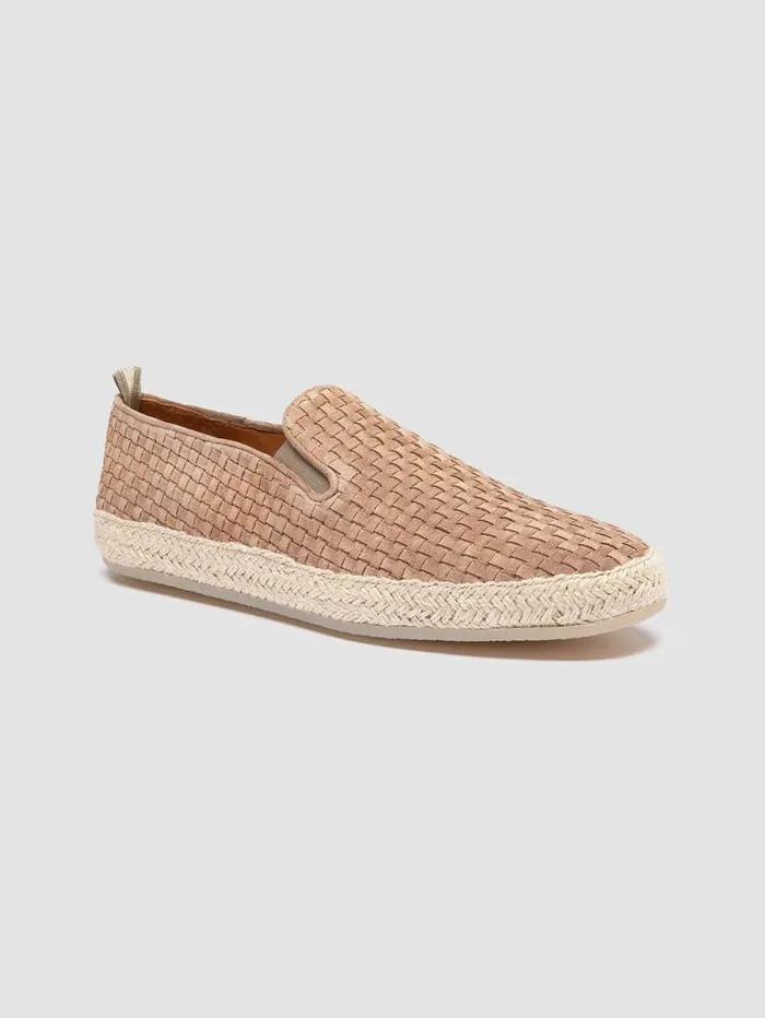 Men Officine Creative Footwear BOWLINE 001 Taupe Woven Espadrille Shoes Men Officine Creative Footwear BOWLINE 001 Taupe Woven Espadrille Shoes