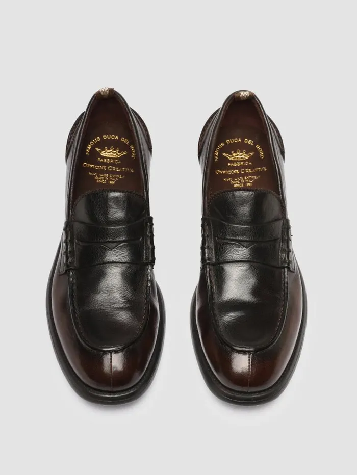 Men Officine Creative Footwear CHRONICLE 056 Dark Brown Leather Penny Loafers