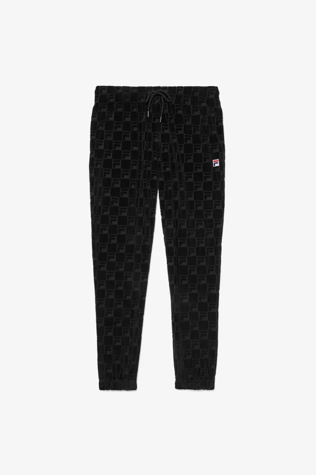 Men Pants and Shorts Fila Jacquard Velour Track Pant 001 Black