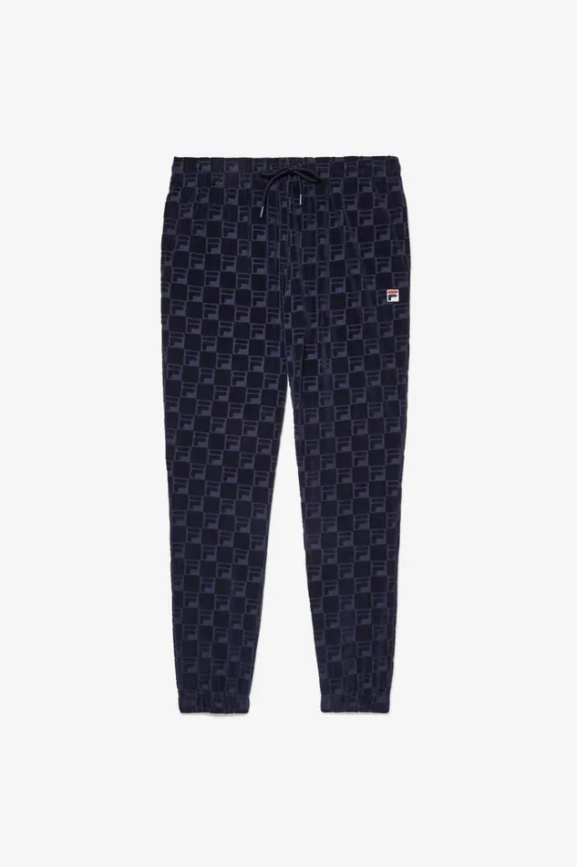 Men Pants and Shorts Fila Jacquard Velour Track Pant 400 Fila Navy