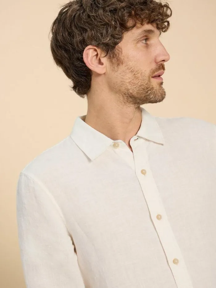 Men Pembroke LS Linen Shirt Brilliant White White Stuff Shirts Men Pembroke LS Linen Shirt Brilliant White White Stuff Shirts