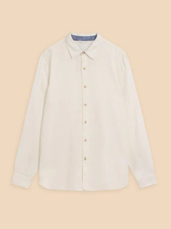 Men Pembroke LS Linen Shirt Brilliant White White Stuff Shirts Men Pembroke LS Linen Shirt Brilliant White White Stuff Shirts