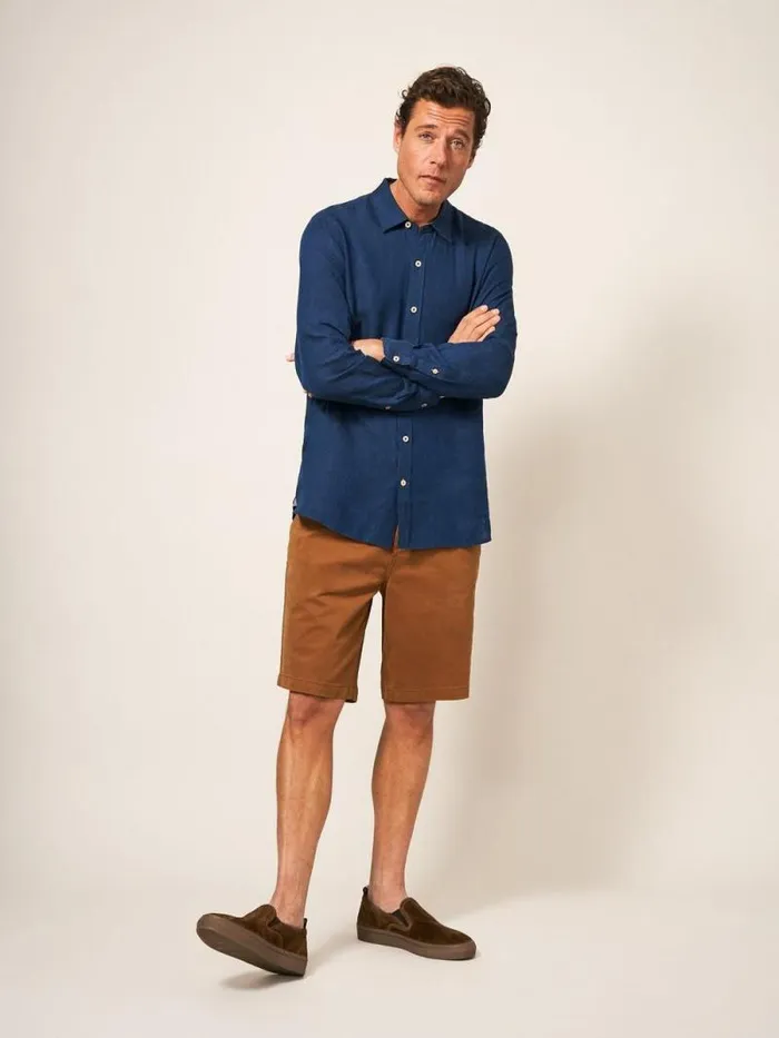 Men Pembroke LS Linen Shirt Dark Navy White Stuff Shirts