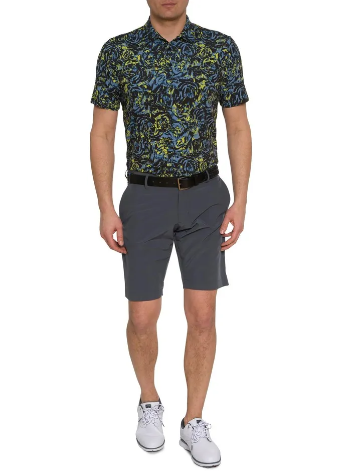 Men Polos and TShirts Robert Graham ABSTRACT ROSE PERFORMANCE POLO Black