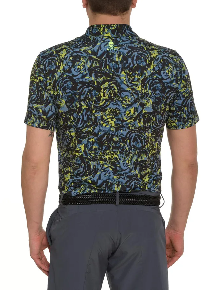 Men Polos and TShirts Robert Graham ABSTRACT ROSE PERFORMANCE POLO Black