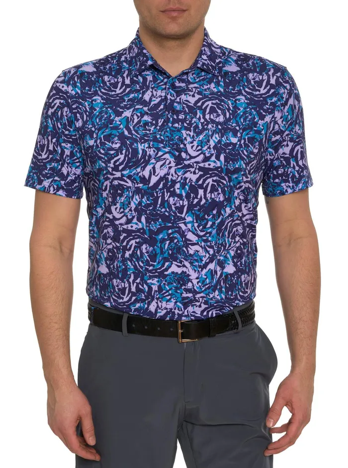Men Polos and TShirts Robert Graham ABSTRACT ROSE PERFORMANCE POLO Black