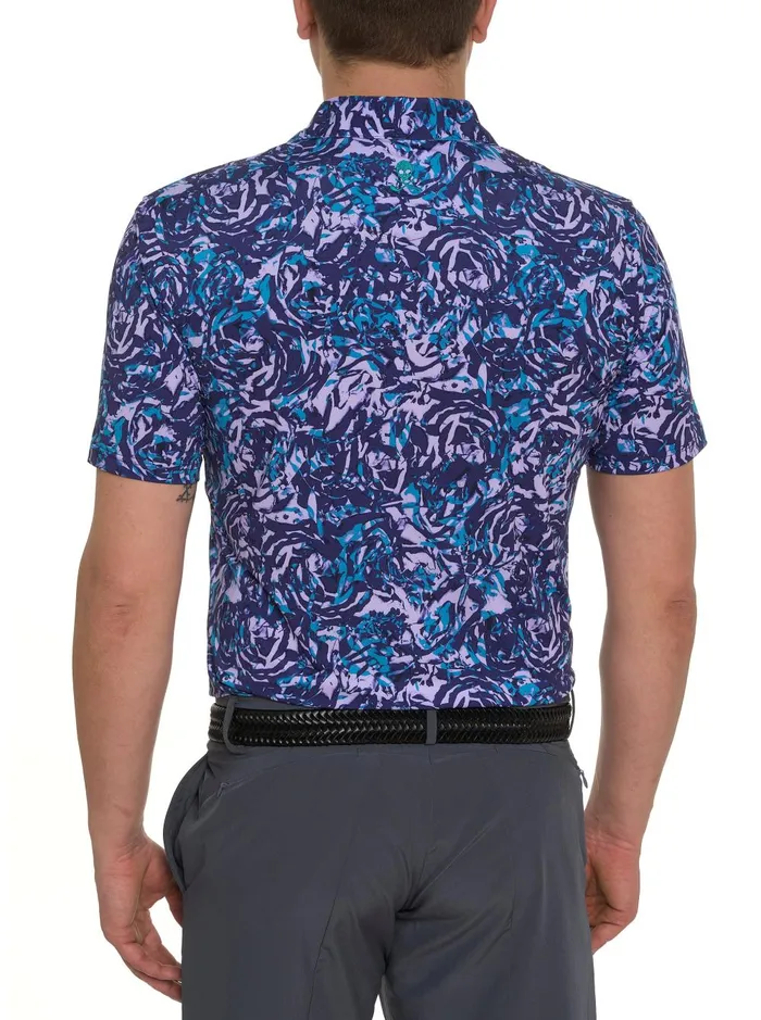 Men Polos and TShirts Robert Graham ABSTRACT ROSE PERFORMANCE POLO Black