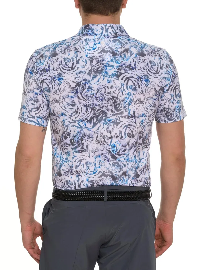 Men Polos and TShirts Robert Graham ABSTRACT ROSE PERFORMANCE POLO Black