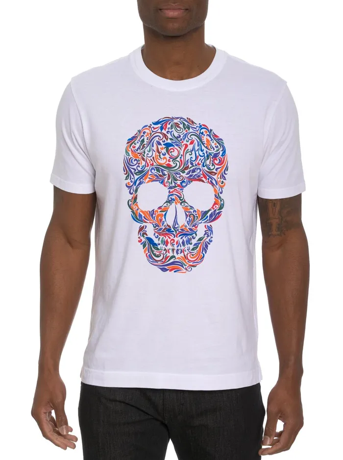 Men Polos and TShirts Robert Graham SWIRL SKULL GRAPHIC TSHIRT White