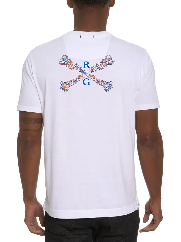 Men Polos and TShirts Robert Graham SWIRL SKULL GRAPHIC TSHIRT White