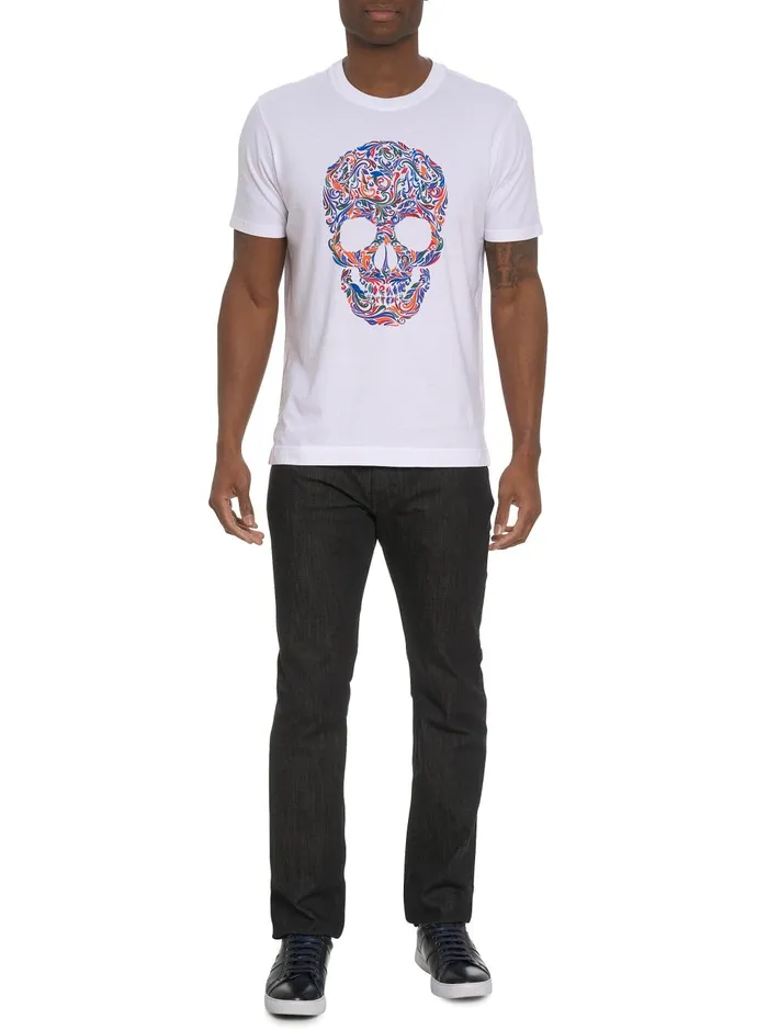 Men Polos and TShirts Robert Graham SWIRL SKULL GRAPHIC TSHIRT White