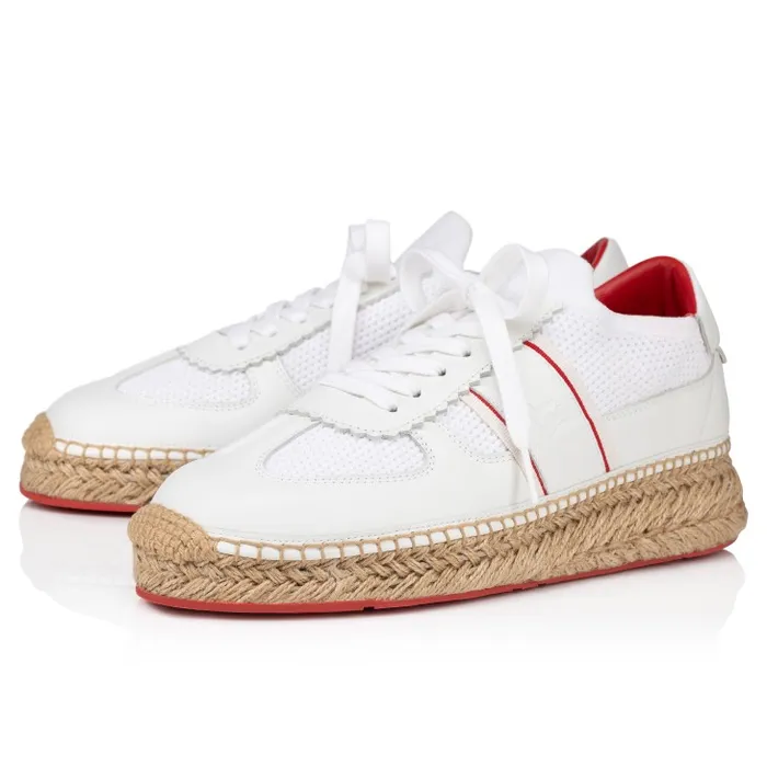 Men Provencal Sneakers 8211 Calf Leather And Mesh 8211 White Christian Louboutin Sandals and Espadrilles
