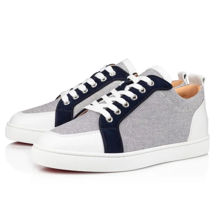 Men Rantulow Sneakers 8211 Calf Leather Cotton And Veau Velours 8211 Navy Christian Louboutin Sneakers