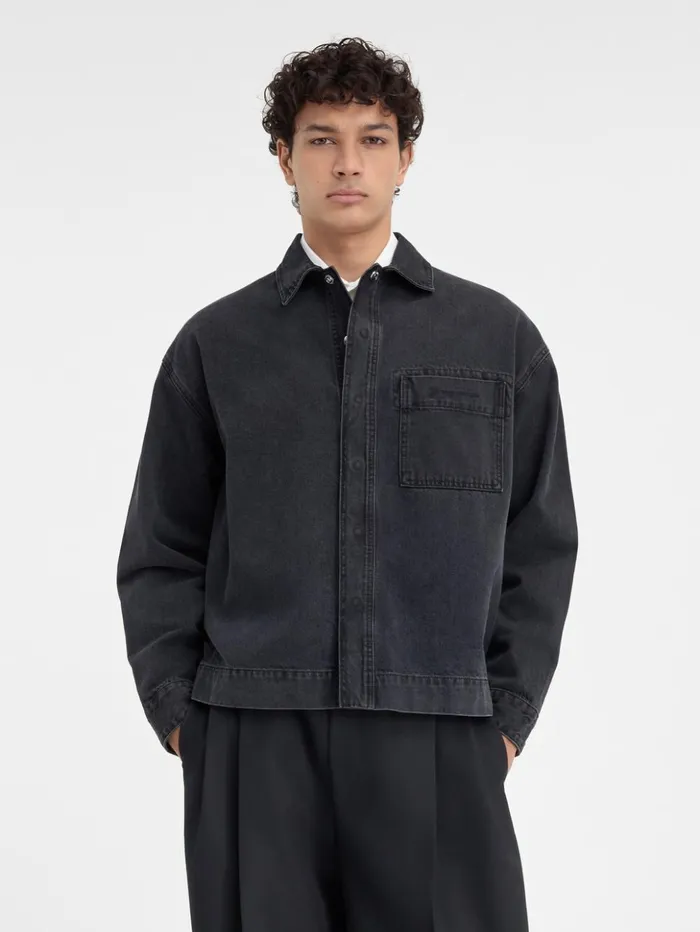 Men Shirts JACQUEMUS The DeNmes Denim Shirt Black Men Shirts JACQUEMUS The DeNmes Denim Shirt Black