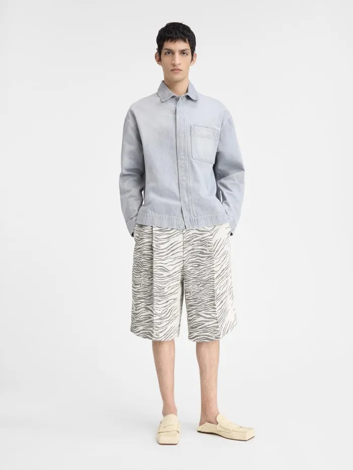 Men Shirts JACQUEMUS The DeNmes Denim Shirt Grey Offwhite