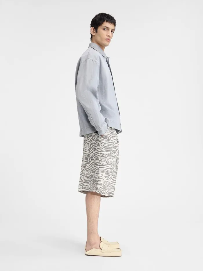Men Shirts JACQUEMUS The DeNmes Denim Shirt Grey Offwhite