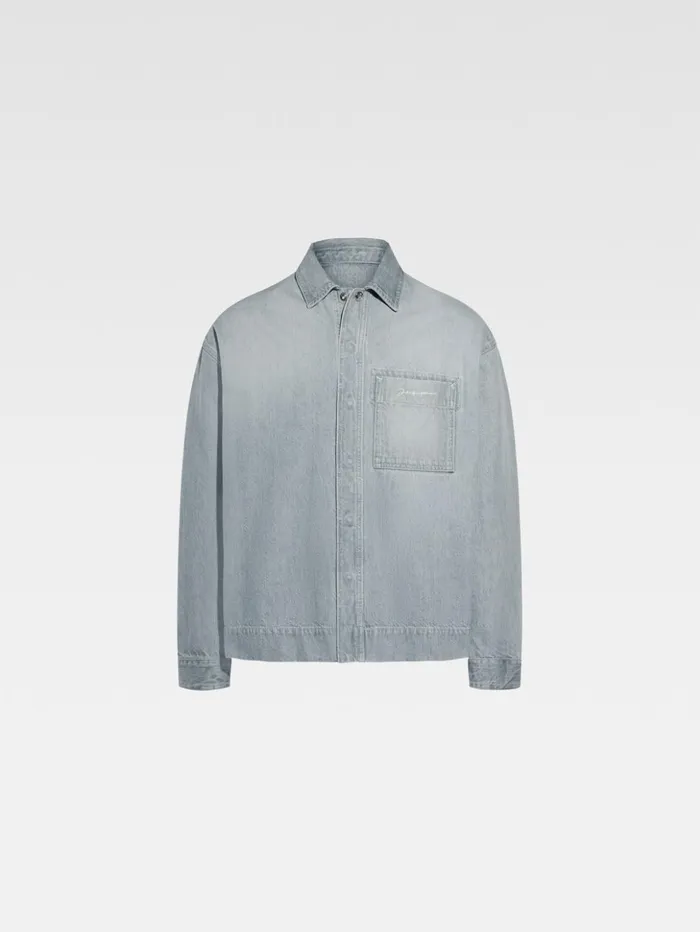 Men Shirts JACQUEMUS The DeNmes Denim Shirt Grey Offwhite
