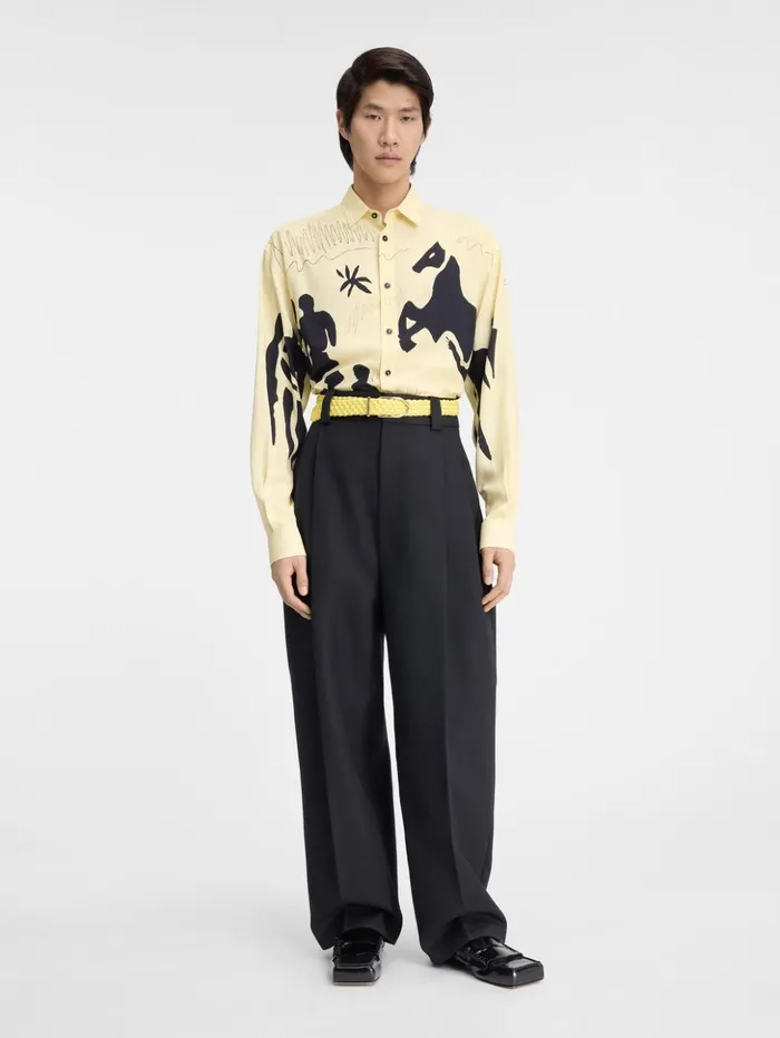 Men Shirts JACQUEMUS The Simon Shirt Print Horse Scene Yellow