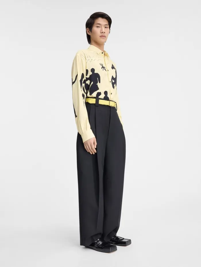 Men Shirts JACQUEMUS The Simon Shirt Print Horse Scene Yellow Men Shirts JACQUEMUS The Simon Shirt Print Horse Scene Yellow