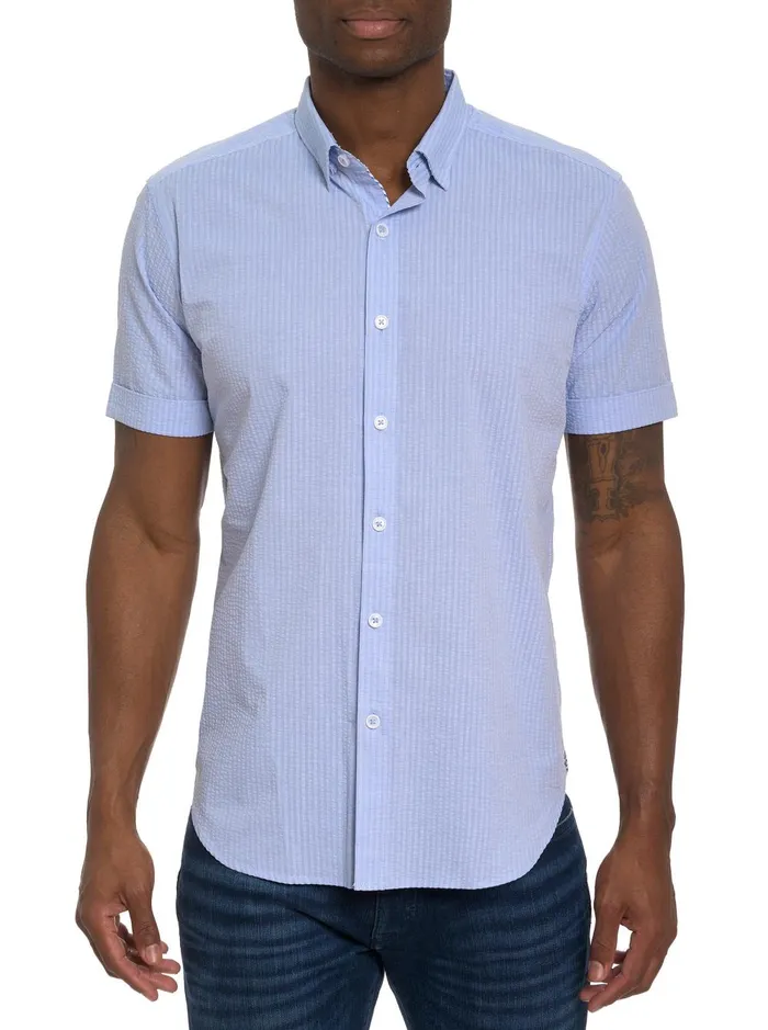 Men Short Sleeve Button Down Shirts Robert Graham ANDREWS SHORT SLEEVE BUTTON DOWN SHIRT White