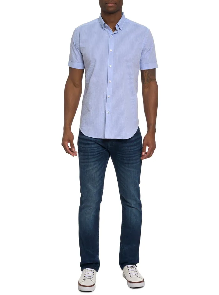 Men Short Sleeve Button Down Shirts Robert Graham ANDREWS SHORT SLEEVE BUTTON DOWN SHIRT White