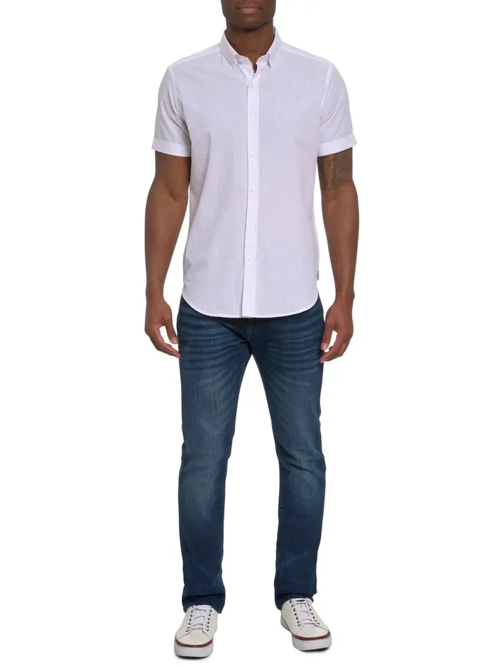 Men Short Sleeve Button Down Shirts Robert Graham ANDREWS SHORT SLEEVE BUTTON DOWN SHIRT White