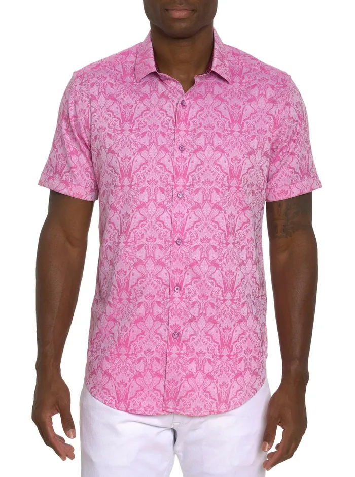 Men Short Sleeve Button Down Shirts Robert Graham HIGHLAND SHORT SLEEVE BUTTON DOWN SHIRT Pink