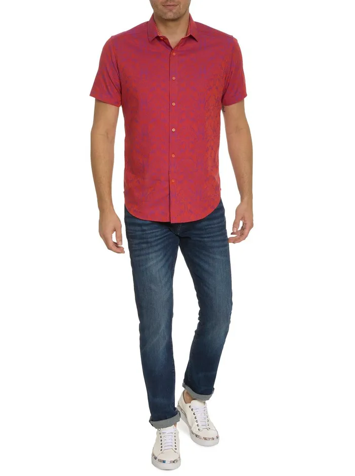 Men Short Sleeve Button Down Shirts Robert Graham HIGHLAND SHORT SLEEVE BUTTON DOWN SHIRT Pink