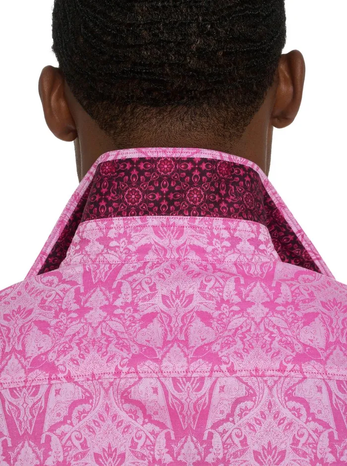 Men Short Sleeve Button Down Shirts Robert Graham HIGHLAND SHORT SLEEVE BUTTON DOWN SHIRT Pink