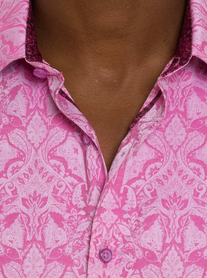Men Short Sleeve Button Down Shirts Robert Graham HIGHLAND SHORT SLEEVE BUTTON DOWN SHIRT Pink