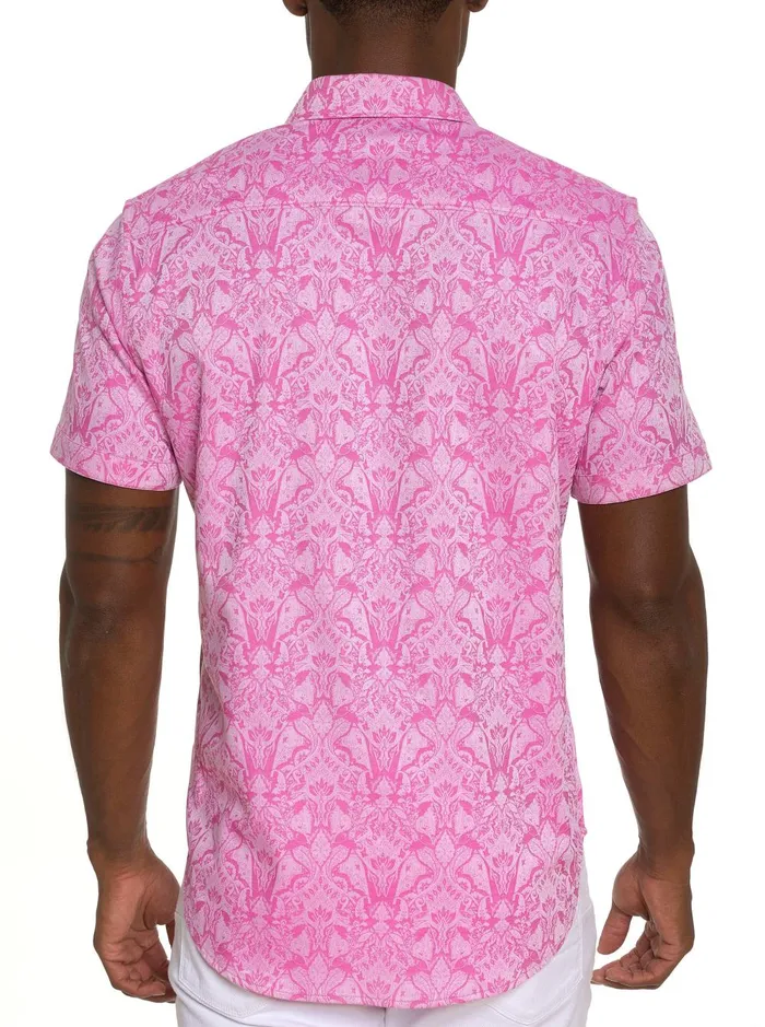 Men Short Sleeve Button Down Shirts Robert Graham HIGHLAND SHORT SLEEVE BUTTON DOWN SHIRT Pink