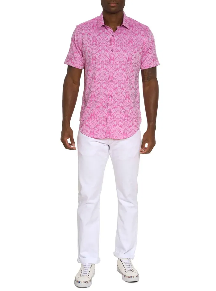 Men Short Sleeve Button Down Shirts Robert Graham HIGHLAND SHORT SLEEVE BUTTON DOWN SHIRT Pink